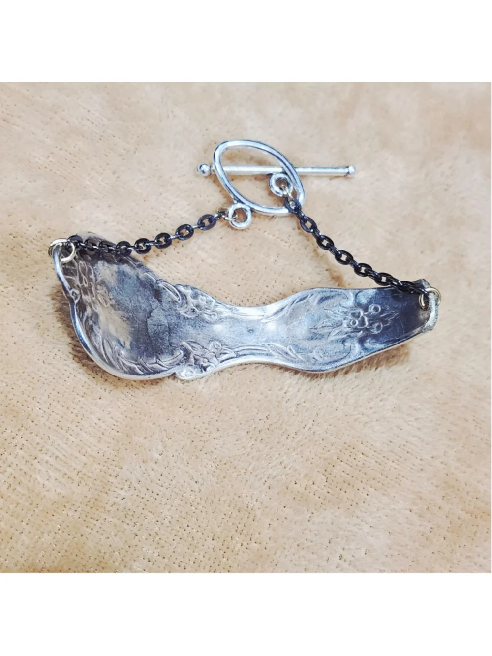 Big bold floral Handmade silver Plated silverware Bracelet